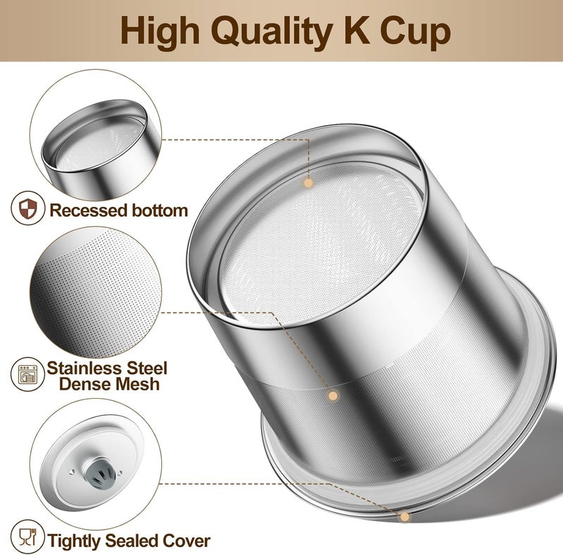 RETHONE K Cup Reusable Coffee Pods, Stainless Steel Reusable K Cups Coffee Filter Compatible with Keurig 1.0 & 2.0 Coffee Makers BPA-Free Refillable Coffee Filters (4 Pack) - Image 4